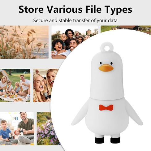 USB Flash Drives, 16GB/32GB/64GB/128GB Silicone USB2.0 High Speed Thumb Memory Stick Pen Date Storage Pendrive U Disk (Cute Goose, 128GB) in Kuwait
