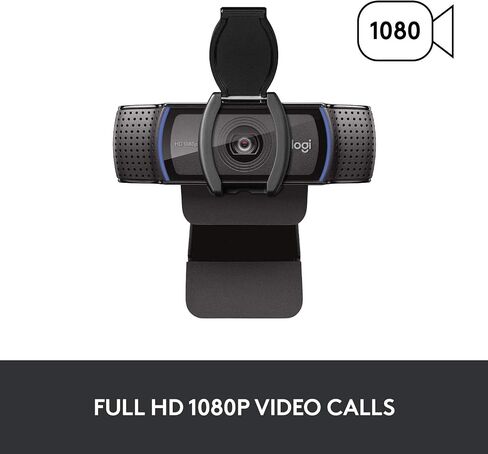Logitech C920S HD Pro Webcam ، Full HD 1080p/30fps الاتصال بالفيديو ، صوت استريو واضح ، تصحيح الضوء ، مصراع الخصوصية ، يعمل مع Skype ، Zoom ، FaceTime ، Hangouts ، PC/MAC/LATEP in Saudi Arabia
