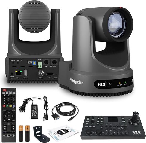 Ptzoptics تحرك 4K SDI/HDMI/USB/IP PTZ مع تكبير بصري 20x (رمادي) (PT20X-4K-GY-G3) Superjoy PTZ Camera Commystick Controller + Universal Wall Mount (Black) in Kuwait