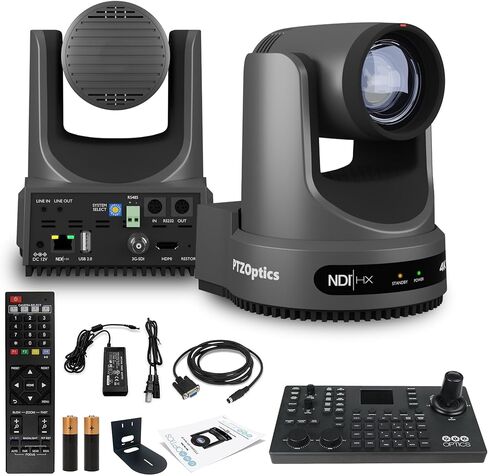 Ptzoptics تحرك 4K SDI/HDMI/USB/IP PTZ مع تكبير بصري 20x (رمادي) (PT20X-4K-GY-G3) Superjoy PTZ Camera Commystick Controller + Universal Wall Mount (Black) in Kuwait