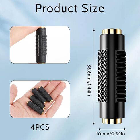4 Pack 3.5mm Stereo Jack to 3.5mm Stereo Jack Female to Female Adapter Connector, Aux Adapter Gold Plated Stereos Coupler for Stereos Cable, Speakers and Headphones in Saudi Arabia