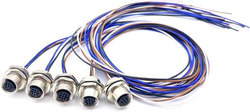 5pcs M12 4 دبوس كبل كود موصل أنثى ، IP67 مقاومة للماء كابل التسكع الخلفي غير المقيد على مستشعر مستشعر الكبلات الكهربائية غير المقيد (0.5 متر/1.64 قدم) in Kuwait