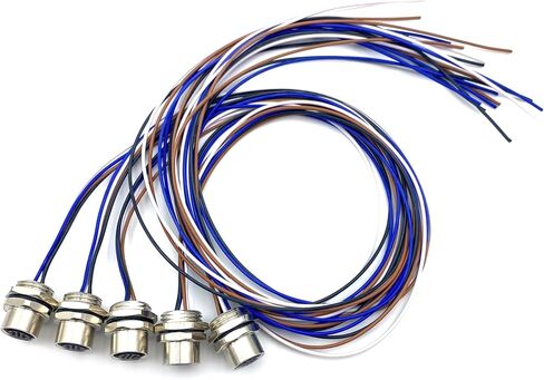 5pcs M12 4 دبوس كبل كود موصل أنثى ، IP67 مقاومة للماء كابل التسكع الخلفي غير المقيد على مستشعر مستشعر الكبلات الكهربائية غير المقيد (0.5 متر/1.64 قدم) in Kuwait