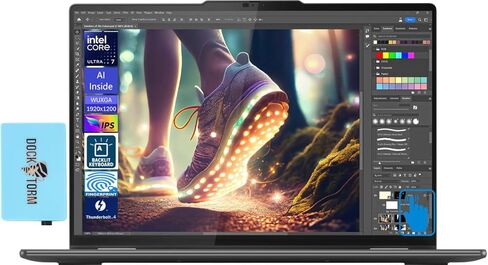Lenovo Yoga 7i 2-in-1 AI جهاز كمبيوتر محمول يعمل باللمس (Intel Core Ultra 7 155U 12-Core ، ذاكرة وصول عشوائي 16 جيجا بايت ، 1 تيرابايت SSD ، KYB ، قارئ FP ، 2 Thunderbolt 4 ، Win 11 Home) W/AI Copilot و DKZ Hub in Kuwait