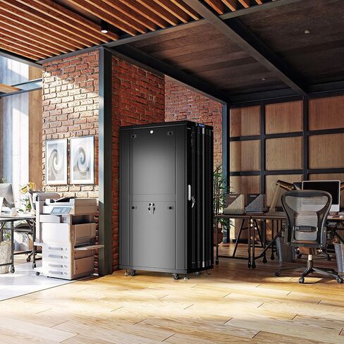 Sysracks 42U Floor Standing Rack Mount Server 24" Deep Network Cabinet, Server Rack with Fan, Removable Side Panels, Locking Mesh Door 24" Computer Cabinet Enclosure Network Rack Case SRF 42.6.6M in Saudi Arabia