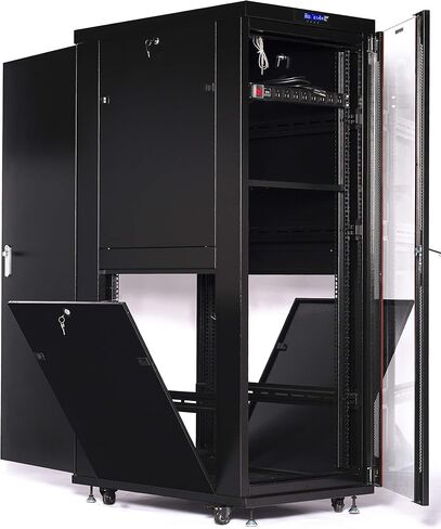 32U 32" Depth IT & Telecom Server Rack Cabinet,Glass Door,Air Control Panel 4Fans, 1PDU, 1 Shelf-Free! in Saudi Arabia