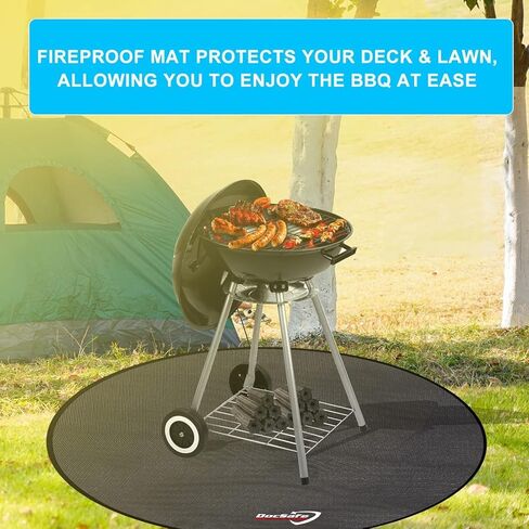 DocSafe 36" Round Under Grill Mat,4 Layers Fire Pit Mat,Fireproof Mat Protect Mat for Deck,Patio,Grass,Outdoor Charcoal,Smokers,Reusable Oil-Proof and Waterproof Indoor Fireplace Mat BBQ Floor Mat in Saudi Arabia