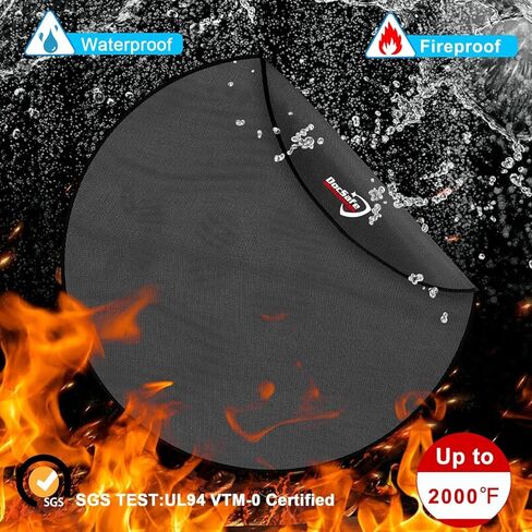 DocSafe 36" Round Under Grill Mat,4 Layers Fire Pit Mat,Fireproof Mat Protect Mat for Deck,Patio,Grass,Outdoor Charcoal,Smokers,Reusable Oil-Proof and Waterproof Indoor Fireplace Mat BBQ Floor Mat in Saudi Arabia