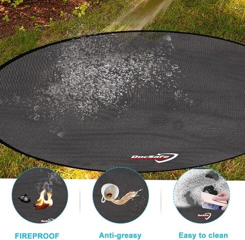 DocSafe 36" Round Under Grill Mat,4 Layers Fire Pit Mat,Fireproof Mat Protect Mat for Deck,Patio,Grass,Outdoor Charcoal,Smokers,Reusable Oil-Proof and Waterproof Indoor Fireplace Mat BBQ Floor Mat in Saudi Arabia
