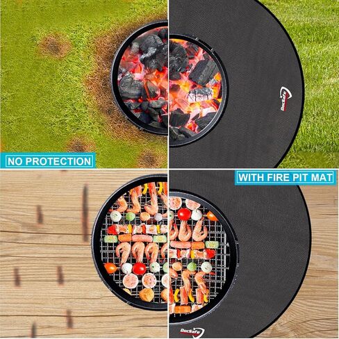 DocSafe 36" Round Under Grill Mat,4 Layers Fire Pit Mat,Fireproof Mat Protect Mat for Deck,Patio,Grass,Outdoor Charcoal,Smokers,Reusable Oil-Proof and Waterproof Indoor Fireplace Mat BBQ Floor Mat in Saudi Arabia