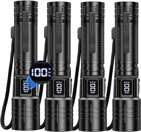 AdamStar Flashlight High Lumens Rechargeable Super Bright Flashlight Zoomable LED Flash Light with Dimmable, 6 Modes Waterproof Handheld Powerful Tactical Flashlights for Camping Emergency (2 Pack) in Kuwait