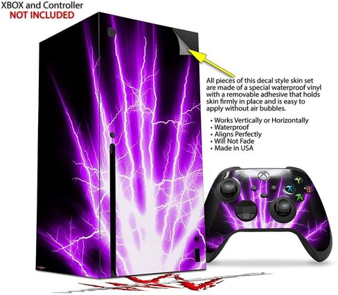 Wraptorskinz Skin Decal Vinyl Wrap متوافق مع وحدة التحكم في Series Xbox X ووحدة التحكم - Lightning Purple (وحدة ألعاب غير متضمنة) in Saudi Arabia