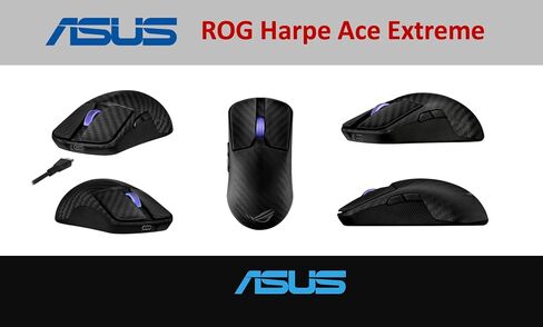 ASUS ROG HARPE ACE Wireless Gaming Mouse ، بناء ألياف الكربون ، ROG 100M مفتاح صغير بصري ، عجلة التمرير الإضاءة ، معدل تقرير USB: 8000 هرتز مع داعم معدل الاقتراع ROG. in Kuwait