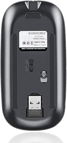 Wongs Bling Silver Edge Black Crystal Rhinestone Reconsable Slim Silent Sparkly Computer Mouse مع جهاز استقبال USB ، الفئران المبللة للكمبيوتر المحمول ، الكمبيوتر المحمول ، الكمبيوتر ، MacBook - Silver Edge in Kuwait