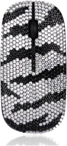 Wongs Bling Silver Edge Black Crystal Rhinestone Reconsable Slim Silent Sparkly Computer Mouse مع جهاز استقبال USB ، الفئران المبللة للكمبيوتر المحمول ، الكمبيوتر المحمول ، الكمبيوتر ، MacBook - Silver Edge in Kuwait