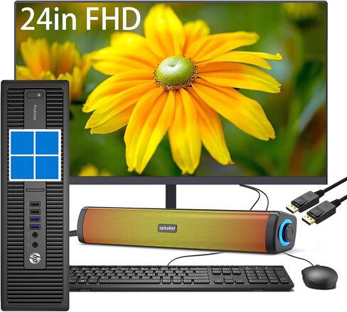 HP Prodesk 600 G2 SFF سطح المكتب PC W11 ، SFF Computer w/ 24in شاشة LCD ، معالج I5-6500 ، ذاكرة الوصول العشوائي 16 جيجابايت ، 1 تيرابايت ، مكبر صوت RGB ، كابل DP (متجدد) in Kuwait