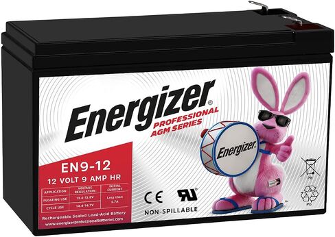 Energizer EN9-12, 12 Volt 9 Amp Hr, Long Lasting Sealed Lead Acid AGM Rechargeable Battery Ideal for Use in Home Alarm Systems, Backup Power, Scooters, and More in Saudi Arabia