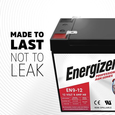 Energizer EN9-12, 12 Volt 9 Amp Hr, Long Lasting Sealed Lead Acid AGM Rechargeable Battery Ideal for Use in Home Alarm Systems, Backup Power, Scooters, and More in Saudi Arabia