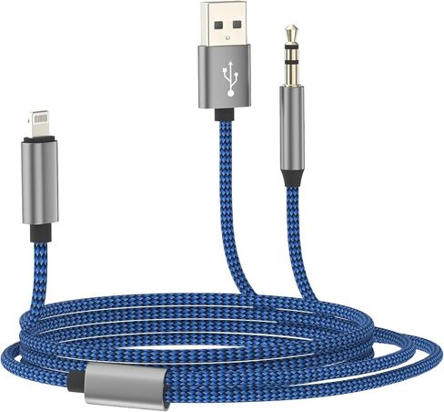 كابل صوت سماعة رأس AUX 1.2M (2in1) محول شحن USB 3.5 مم لجهاز iPhone 14 13 12 Pro Max Flitter for Apple Mostice for iPad Seeker Stereo Enpown in Kuwait