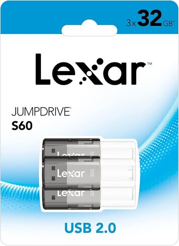 LEXAR® JUMPDRIVE® S60 USB 2.0 Flash Drives ، 32GB ، Black ، Pack of 3 محركات فلاش ، LJDS60-32GB3NNU in Saudi Arabia