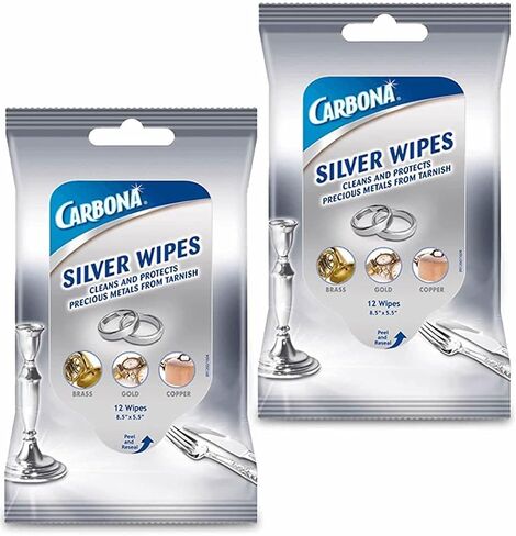 Carbona Silver Wipes | Metal Cleaner & Polish | 12 Wipes, 1 Pack in Saudi Arabia