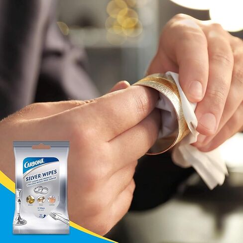 Carbona Silver Wipes | Metal Cleaner & Polish | 12 Wipes, 1 Pack in Saudi Arabia