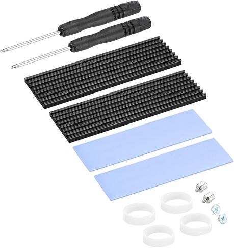 PATIKIL M.2 2280 Nvme SSD Heatsink Kit 70x22x3mm, 2 Pcs Laptop Memory Heatsink Copper Cooling Thermal Pad Radiator Cooler for Laptop, Black in Kuwait
