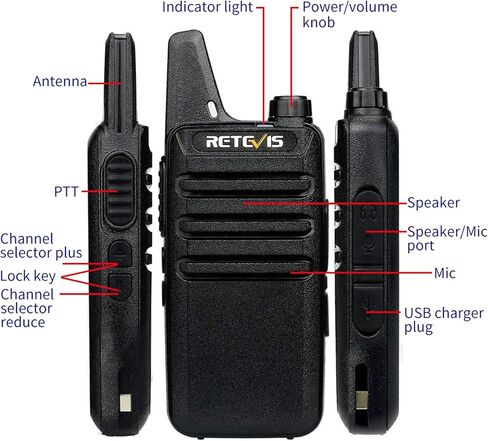 Retevis RT22 Walkie Talkies(6 Pack) with Earpiece(6 Pack), Rechargeable Hands Free 2 Way Radios with 6 Way Multi Gang Charger, Retevis EAK005 Acoustic Tube Walkie Talkie Earpiece with Mic 2 Pin in Saudi Arabia