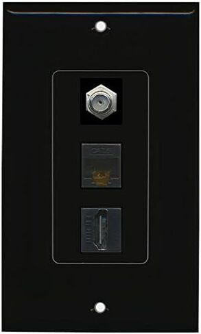 RiteAV Decorative 1 Gang Wall Plate (Ivory/Ivory) 3 Port - Coax (Ivory) Cat6 (Ivory) HDMI (Ivory) in Saudi Arabia