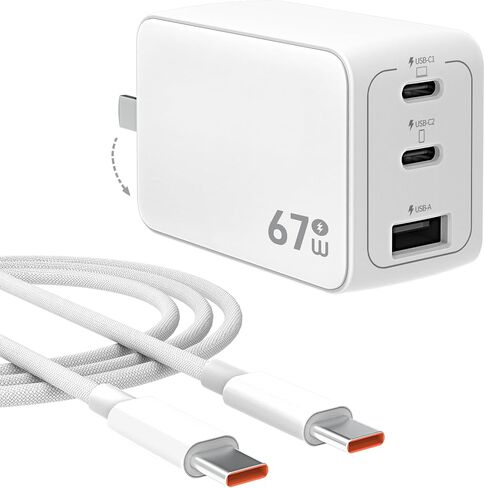 WeLink 67W USB C Charger, GaN PPS 3-Port Fast Compact Foldable USB C Charger Block for MacBook, iPad Pro, Galaxy S24, iPhone 16/15 and More in Saudi Arabia