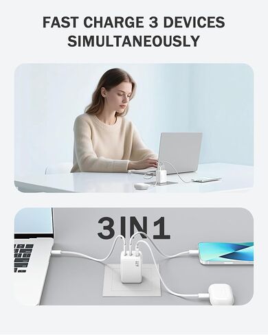 WeLink 67W USB C Charger, GaN PPS 3-Port Fast Compact Foldable USB C Charger Block for MacBook, iPad Pro, Galaxy S24, iPhone 16/15 and More in Saudi Arabia