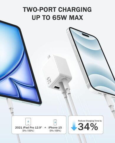 WeLink 67W USB C Charger, GaN PPS 3-Port Fast Compact Foldable USB C Charger Block for MacBook, iPad Pro, Galaxy S24, iPhone 16/15 and More in Saudi Arabia
