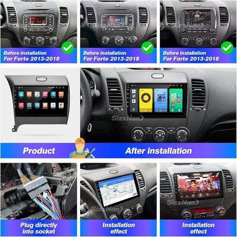 for KIA Forte Android Radio Compatible with Wireless Carplay Android Auto,Car Stereo Bluetooth Navigation GPS WiFi FM/AM WiFi Multimedia Player 8Core Touchscreen Head Unit (Forte 2013-2017) in Saudi Arabia
