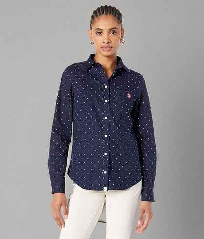 Long Sleeve Dot Stretch Poplin Shirt in Saudi Arabia