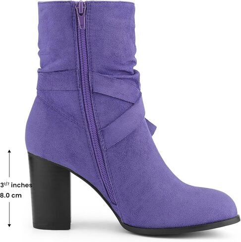 Allegra K Women's Slouchy Chunky Heel Ankle Boots in Kuwait