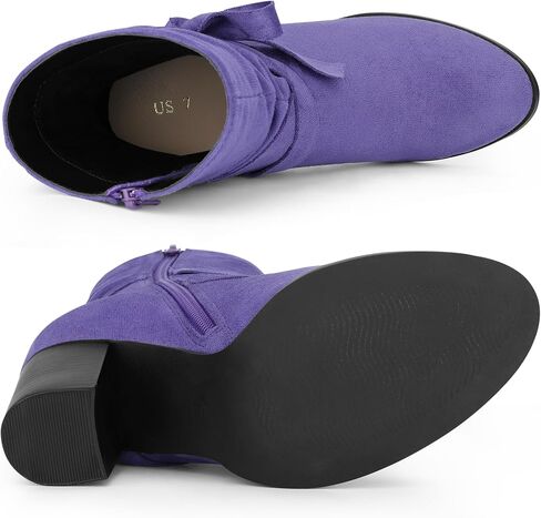 Allegra K Women's Slouchy Chunky Heel Ankle Boots in Kuwait