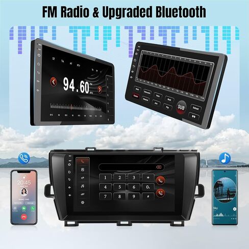 Car Stereo Radio for Toyota Prius 2010 2011 2012 2013 2014 2015, with Wireless Carplay, Android Auto, FM, Plug and Play Wiring Harness, GPS Navigation, SWC,MIC (Style 2 with J.B.L&Large Screen) in Saudi Arabia
