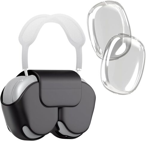 بالنسبة إلى غطاء علبة Apple Airpods Max ، يغطي عقال الملحقات مع وضع النوم المصنوع من Leather Leather وأغطية كوب الأذن TPU - الأزرق الداكن in Saudi Arabia