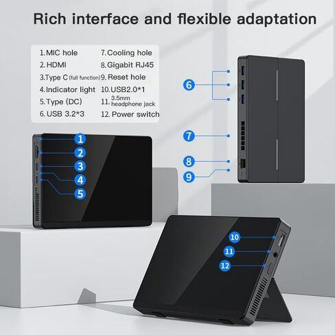S7 ANB09 MINI PC N200 POTALTOR ، 16GB LPDDR5 RAM ، 0GB M.2 SSD ، Win 11 Pro مع شاشة تعمل باللمس HD 7 بوصة ، USB 3.2 ، HDMI 2.1 ، WiFi 6 ، BT 5.2 ، كمبيوتر سطح المكتب المدمج (N200 ، 16G+0) in Saudi Arabia