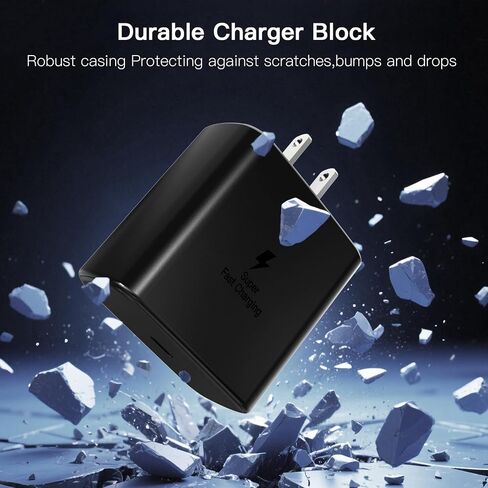 45W Samsung Super Fast Charger Block ، Type C كتلة شحن سريعة مع كابل الشاحن USB C 3 قدم متوافق مع Samsung Galaxy S24 S22 S22 S21 S21+/S21 Ultra/S20/S20 Ultra/Note 20 Ultra in Kuwait