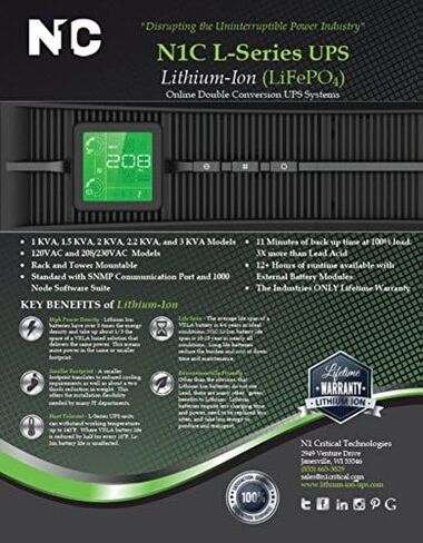 N1C L-Series Lithium 1000va 1 KVA 120V Lithium-Ion UPS in Saudi Arabia