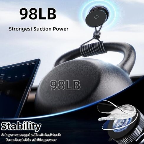 2026 Upgraded 360°Reinforced Nano Magnetic Phone Holder for Car, Adhesive car Phone Holder with 98+LBS Strongest Suction & 3000gf, for Your Car/Gym/iPhone & Android (Black) in Kuwait