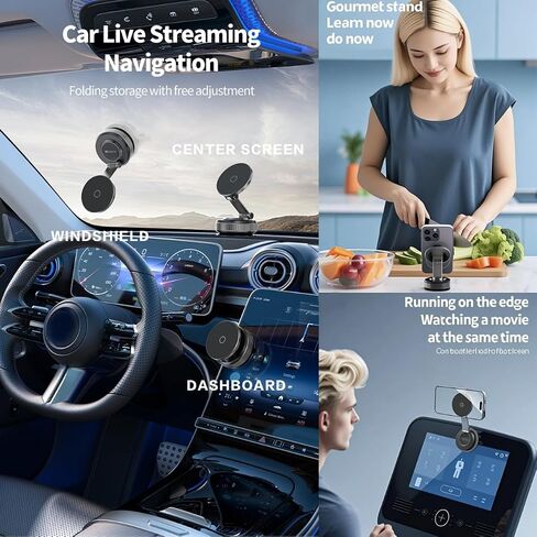 2026 Upgraded 360°Reinforced Nano Magnetic Phone Holder for Car, Adhesive car Phone Holder with 98+LBS Strongest Suction & 3000gf, for Your Car/Gym/iPhone & Android (Black) in Kuwait