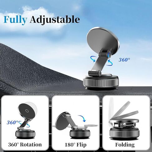 2026 Upgraded 360°Reinforced Nano Magnetic Phone Holder for Car, Adhesive car Phone Holder with 98+LBS Strongest Suction & 3000gf, for Your Car/Gym/iPhone & Android (Black) in Kuwait