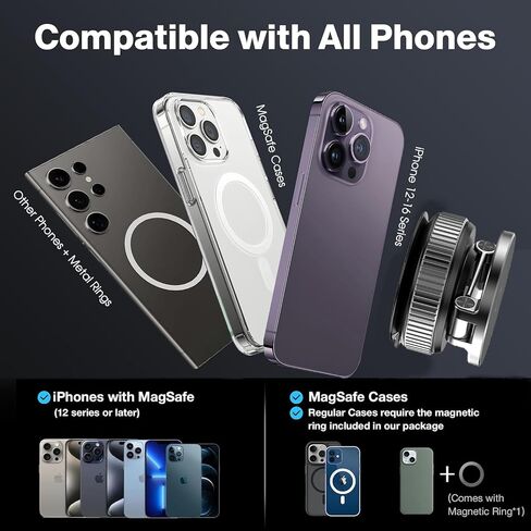 2026 Upgraded 360°Reinforced Nano Magnetic Phone Holder for Car, Adhesive car Phone Holder with 98+LBS Strongest Suction & 3000gf, for Your Car/Gym/iPhone & Android (Black) in Kuwait