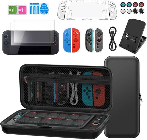 jcmo حمل الملحقات لحالة Nintendo Switch 2 Console 2025 ، 23 في 1 مجموعة هدايا مع حقيبة حمل ، غلاف واقية ، واقي الشاشة ، قبضة الرعب والمزيد ، للسفر والتخزين ، الأسود in Saudi Arabia