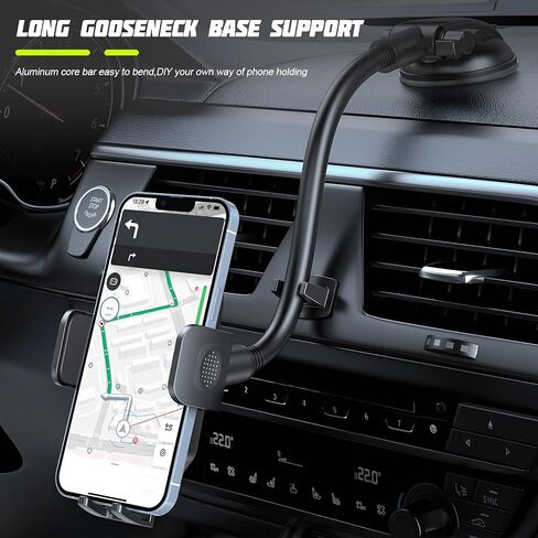 Car Phone Holder, Long Arm 360° Rotation Vehicle Cell Phone Mount with Suction Cup, Anti-Shake Automotive Dashboard Windshield Smartphone Holder, Universal for SUV RV Truck (Black) in Kuwait
