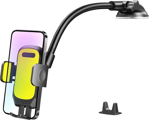 Car Phone Holder, Long Arm 360° Rotation Vehicle Cell Phone Mount with Suction Cup, Anti-Shake Automotive Dashboard Windshield Smartphone Holder, Universal for SUV RV Truck (Black) in Kuwait