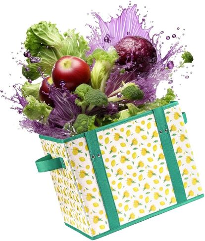 (3 عبوات) أكياس بقالة شديدة التحمل وقابلة لإعادة الاستخدام مع مقابض على شكل صندوق للوقوف، وتبقى مفتوحة وقابلة للطي بشكل مسطح، منظم حقائب كبيرة بمقابض طويلة وقاعدة معززة للتسوق بكميات كبيرة in Kuwait