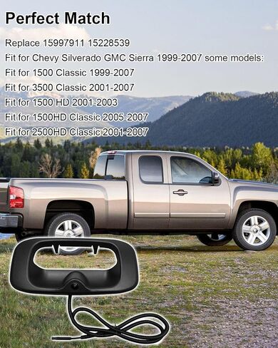 Tailgate Handle Backup Camera Fit for Chevy Silverado GMC Sierra 2500 3500 1500 HD 2500HD Classic 1999-2007 Some Models, Rear View Back Up Camera Replace 15997911 15228539, with Bezel Trim in Saudi Arabia